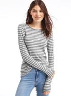 Gap Women Soft Stripe Long Sleeve Tee - Grey Stripe