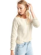 Gap Women Boatneck Cable Knit Sweater - Snow Cap