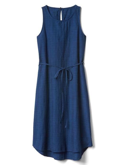 Gap Women Denim Dobby Sleeveless Dress - Dark Indigo