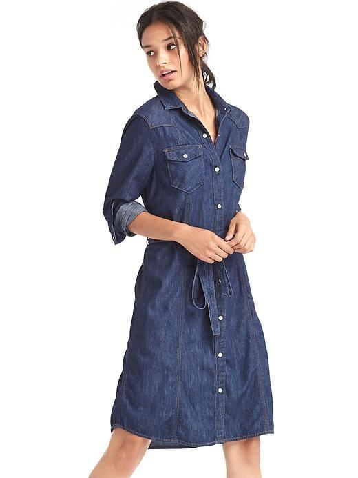 Gap Women 1969 Denim Western Shirtdress - Rinsed