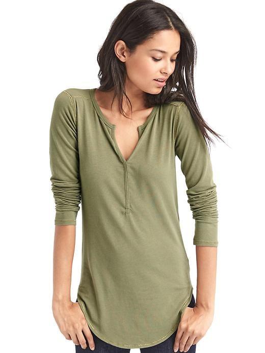 Gap Metallic Trim Henley - Gartland Green