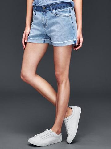 Gap Women Original 1969 Best Girlfriend Contrast Waistband Shorts - Light Indigo