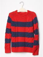 Gap Stripe Cable Sweater - Holly Berry