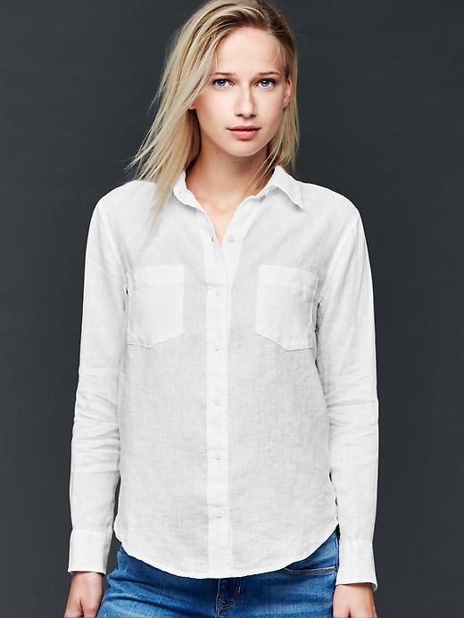 Gap Women Linen Boyfriend Shirt - White