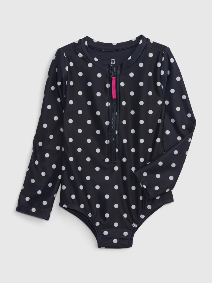 Toddler Recycled Polka Dot Rash Guard Swim One-piece