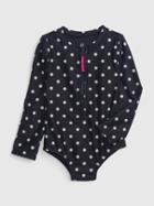 Toddler Recycled Polka Dot Rash Guard Swim One-piece