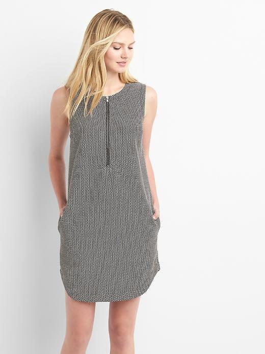 Gap Zip Front Shift Dress - Black & White