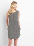 Gap Zip Front Shift Dress - Black & White