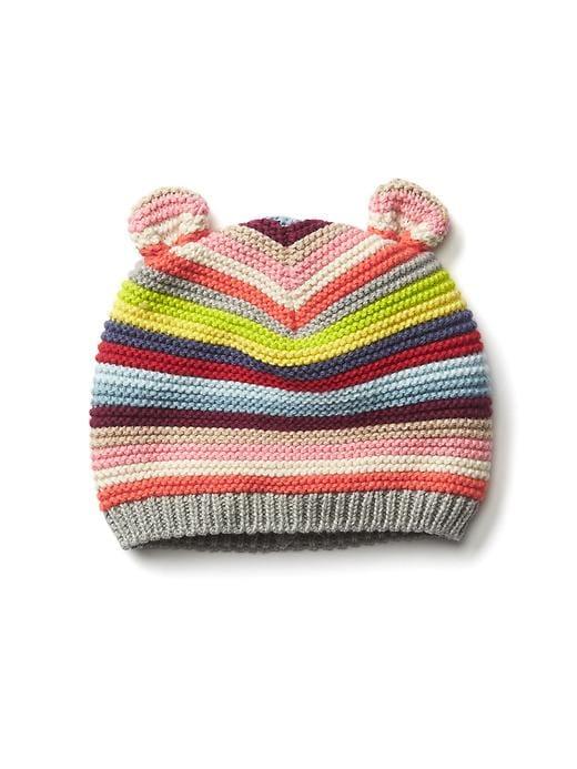 Gap Bright Stripe Bear Hat - Pink Multi Stripe
