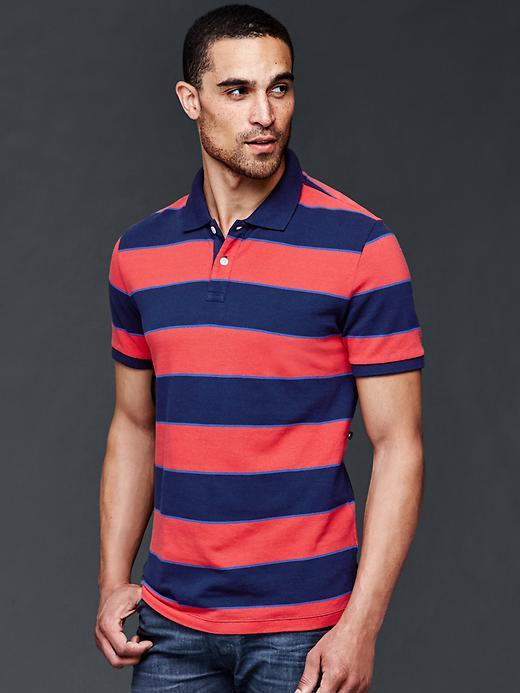 Gap Men Rugby Stripe Pique Polo - Red Stripe