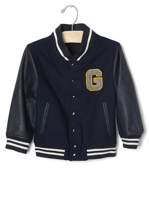 Gap Faux Leather Varsity Jacket - True Indigo