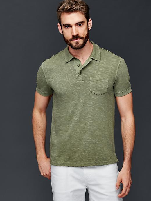 Gap Men Slub Jersey Polo - Desert Cactus