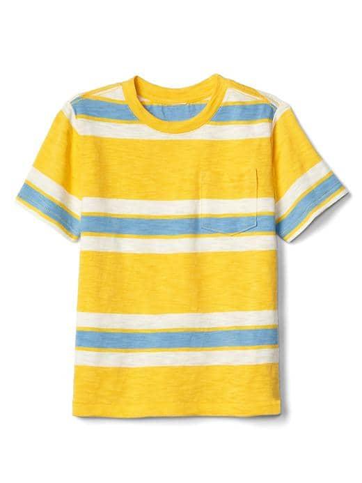 Gap Triple Stripe Pocket Slub Tee - Canary Yellow