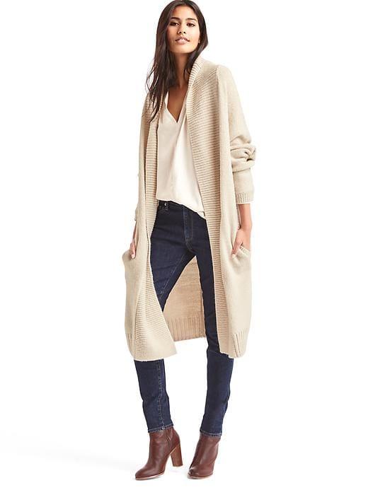 Gap Women Ribbed Shawl Cardigan - Sand