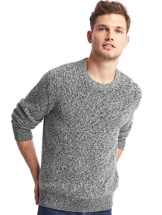 Gap Men Crewneck Shaker Sweater - Black/white Marled