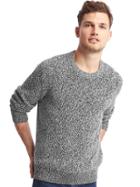 Gap Men Crewneck Shaker Sweater - Black/white Marled