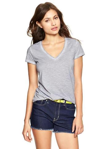 Gap Essential Faded V Neck Tee - Gray Matter