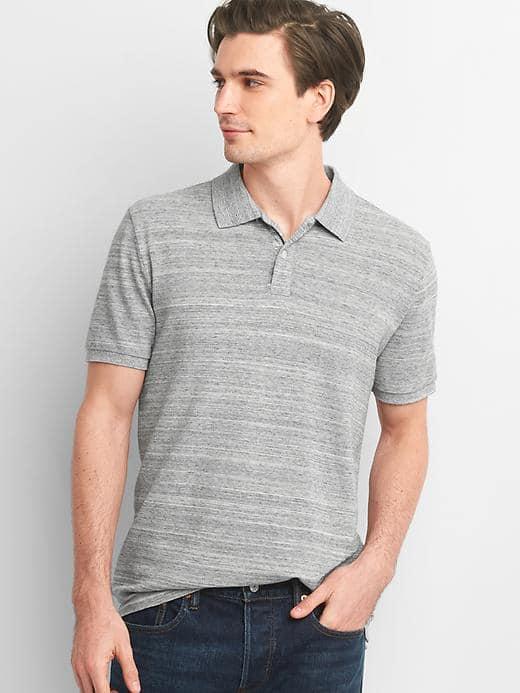 Gap Women Spacedye Pique Polo - Space Dye Grey Marl