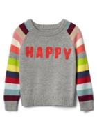 Gap Happy Bright Stripes Sweater - Grey Heather