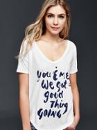 Gap Women Double V Good Thing Tee - White