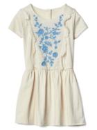 Gap Floral Embroidery Ruffle Dress - New Off White