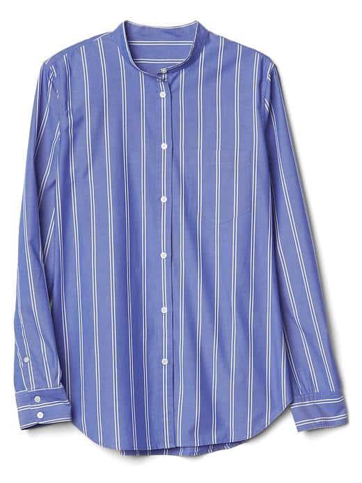 Gap Women New Fitted Boyfriend Stripe Shirt - Blue Stripe