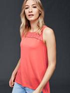 Gap Women Sleeveless Mix Lace Top - Fire Coral