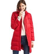 Gap Women Long Down Puffer Coat - Red Sunset