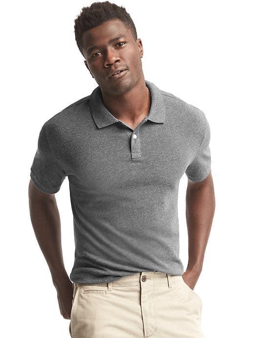 Gap Solid Pique Polo - Charcoal Gray