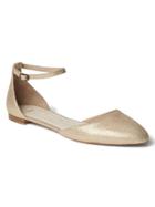 Gap Women Leather Ankle Strap D'orsay Flats - Gold