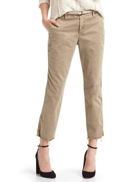Gap Women Girlfriend Frayed Crop Chinos - Mission Tan
