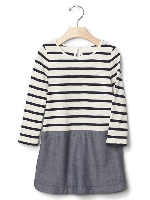 Gap Mix Fabric Dress - Blue Stripe