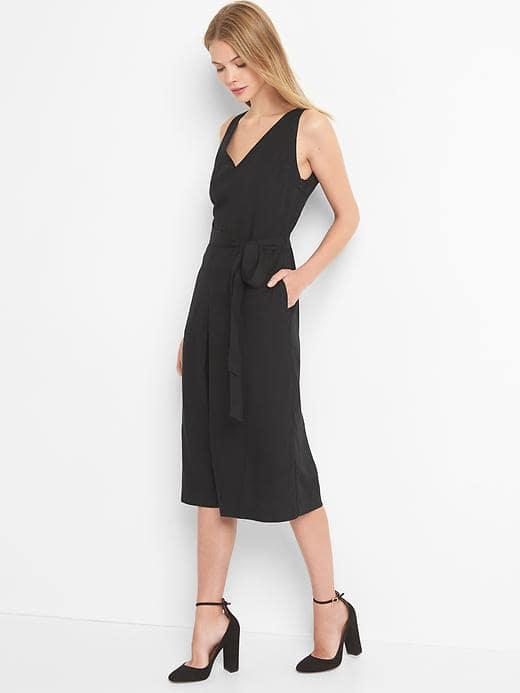 Gap Women Sleeveless Tencel Culotte Jumpsuit - True Black