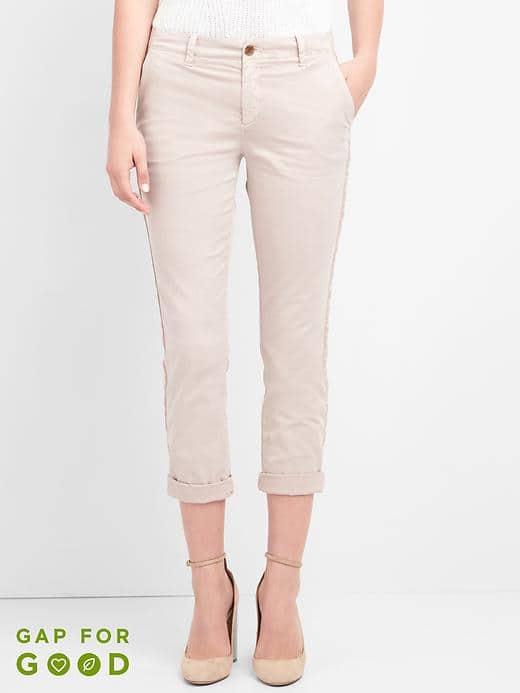 Gap Women Satin Stripe Girlfriend Chinos - Dull Rose