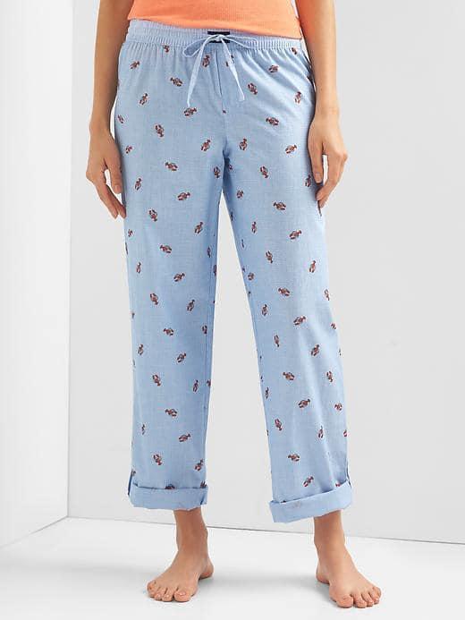 Gap Women Poplin Print Sleep Pants - Lobster Red