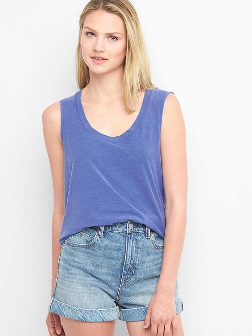 Gap Women Scoopneck Tank - Dutch Blue