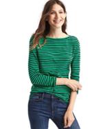 Gap Women Stripe Long Sleeve Slub Tee - Green Stripe