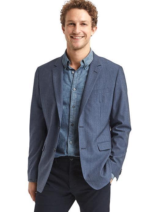 Gap Men Wool Notch Collar Blazer - Dark Night