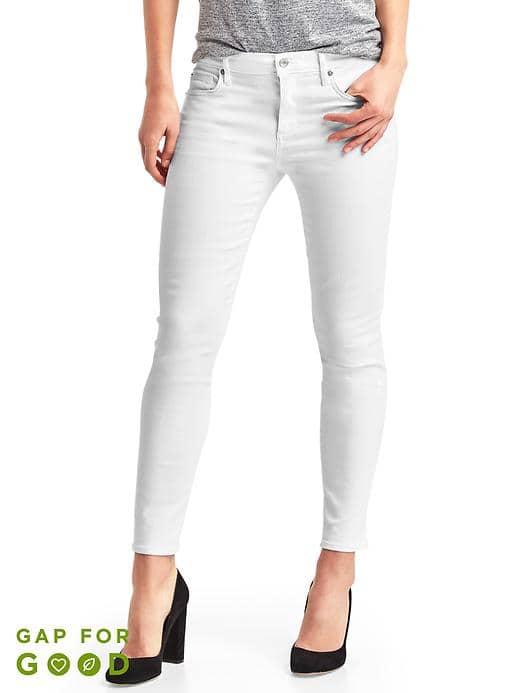 Gap Women Washwell Mid Rise True Skinny Ankle Jeans - White