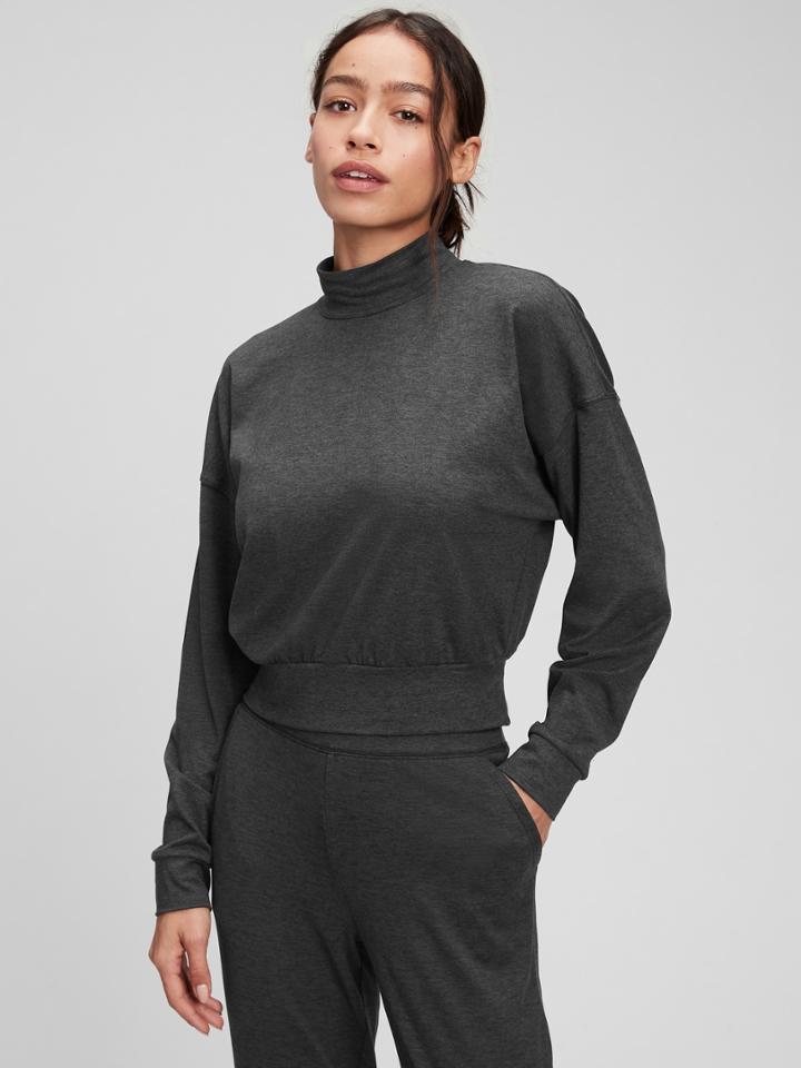 Brushed Jersey Crop Mockneck Sweatshirt