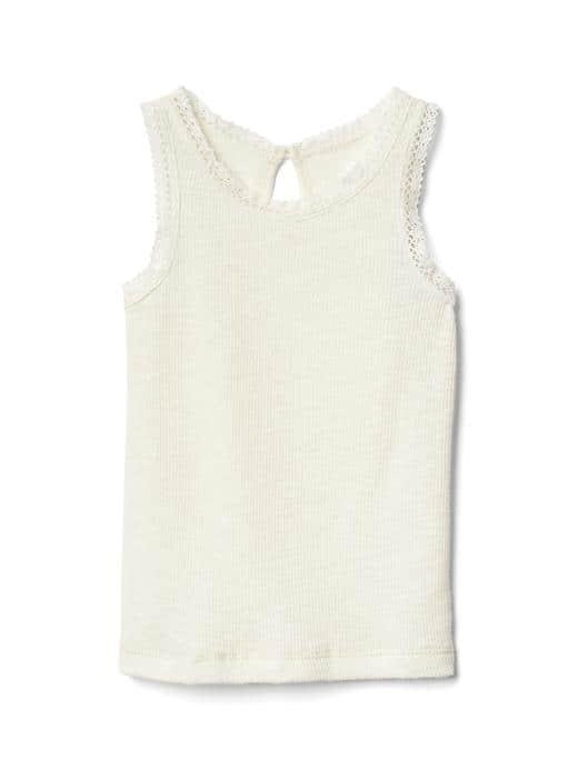 Gap Lace Trim Keyhole Tank - Ivory Frost