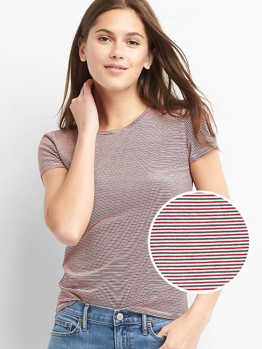 Gap Women Stripe Featherweight Crewneck Tee - Red Stripe