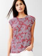 Gap Floral Stripe Muscle Tank - Red Floral