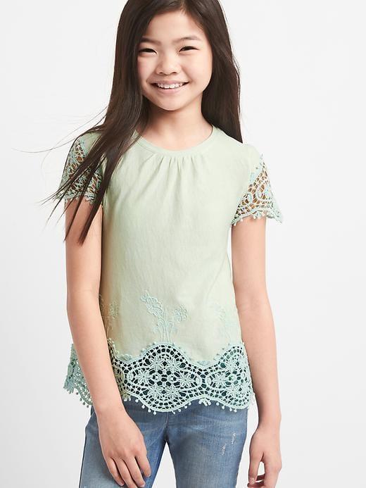 Gap Floral Crochet Tee - Chic Mint