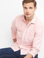 Gap Women Linen Cotton Standard Fit Shirt - Pink Standard