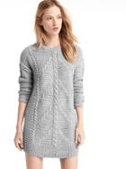 Gap Women Plait Cable Knit Sweater Dress - Heather Grey