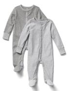Gap Favorite Stripe Footed One Piece 2 Pack - Light Heather Gray