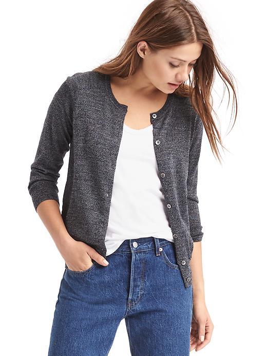 Gap Women Merino Wool Crewneck Cardigan - Charcoal Heather