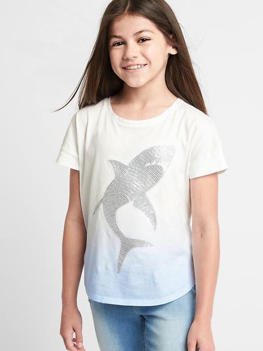 Gap Dip Dye Embellished Hi Lo Tee - Bicoastal Blue