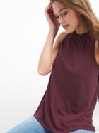 Gap Women Sleeveless Ruffle Neck Top - Plum Pie